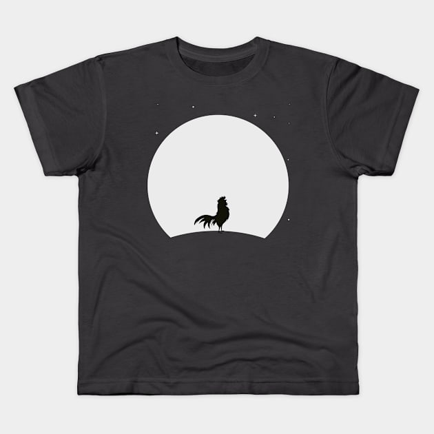 Midnight rooster Kids T-Shirt by Monos Kromaticos Graphic Studio